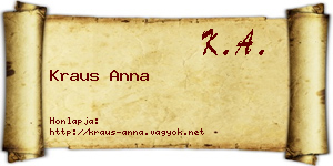 Kraus Anna névjegykártya